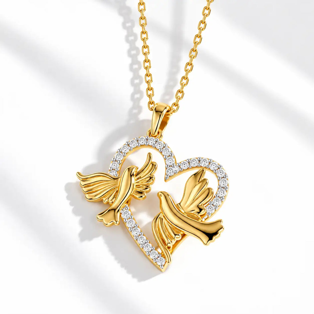 Love birds Heart Moissanite Pendant