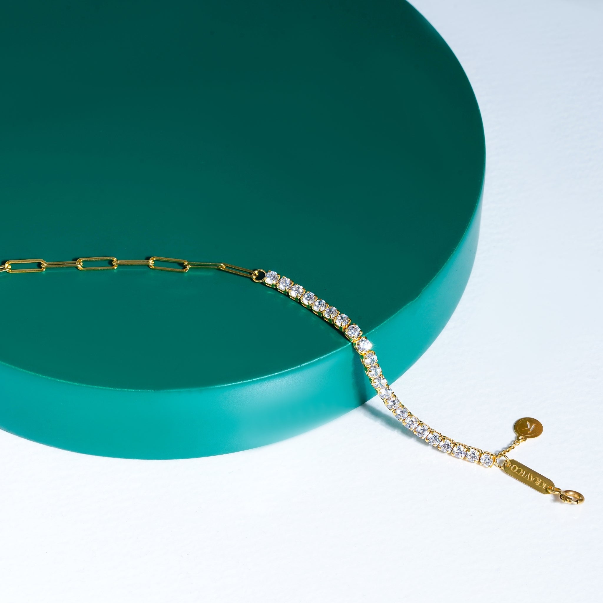 White Tennis Paperclip Bracelet