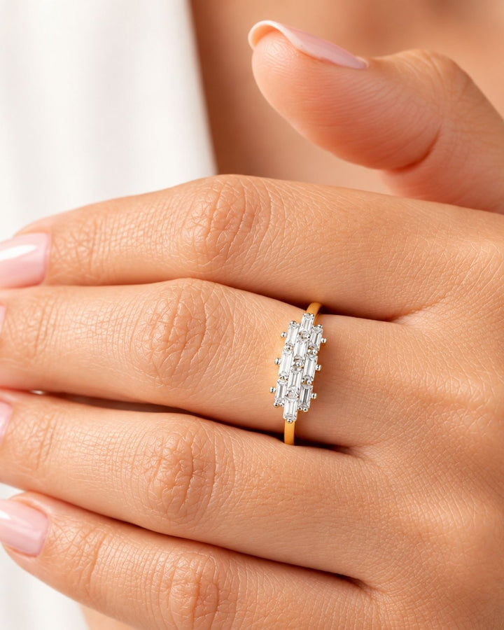 Gold Plated Baguette Diamond Ring