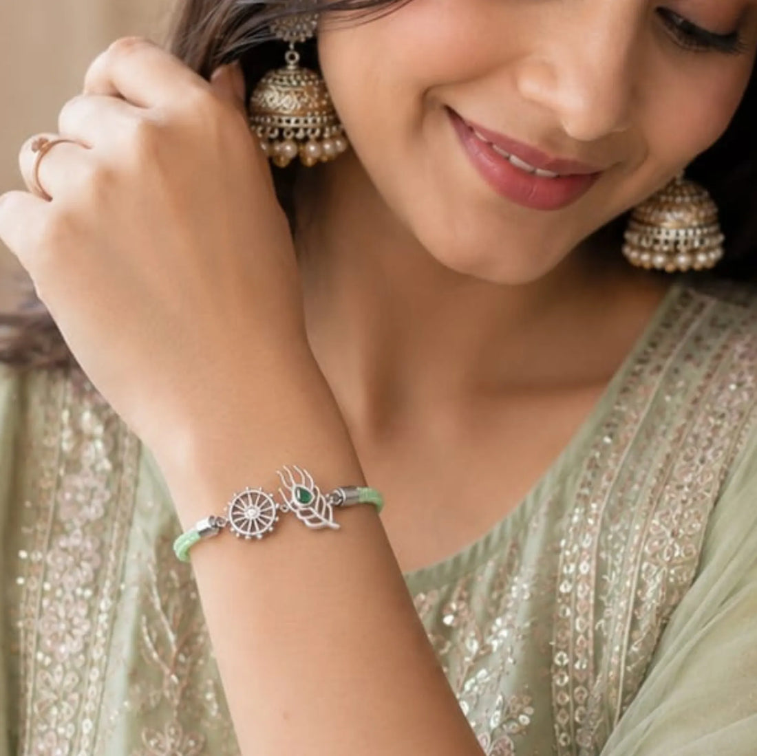 Mayur Chakra Silver Rakhi