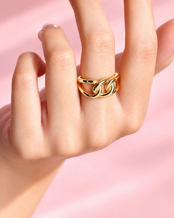 Interlocking Yellow Gold Band Ring