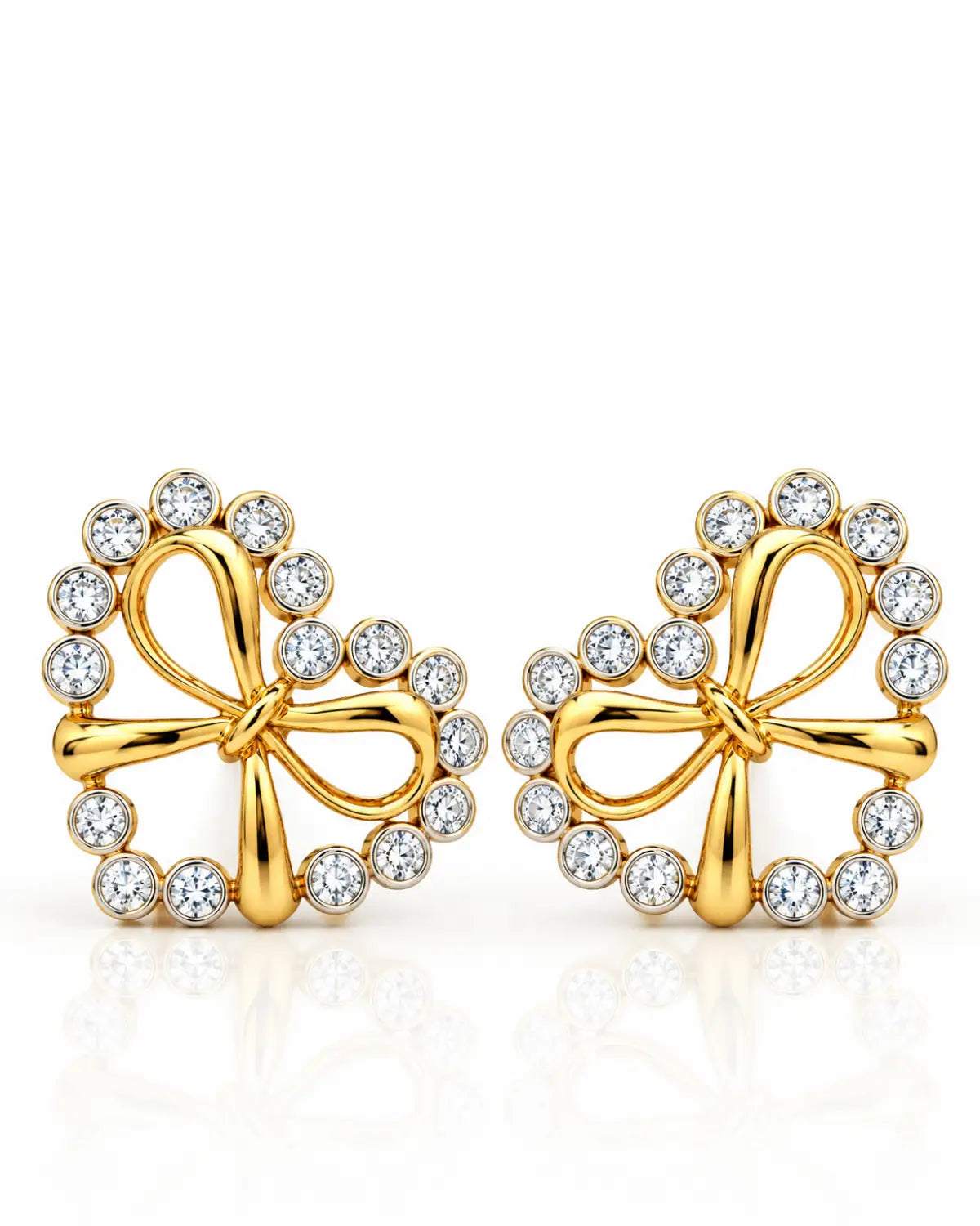 Bow Heart Stud Earrings