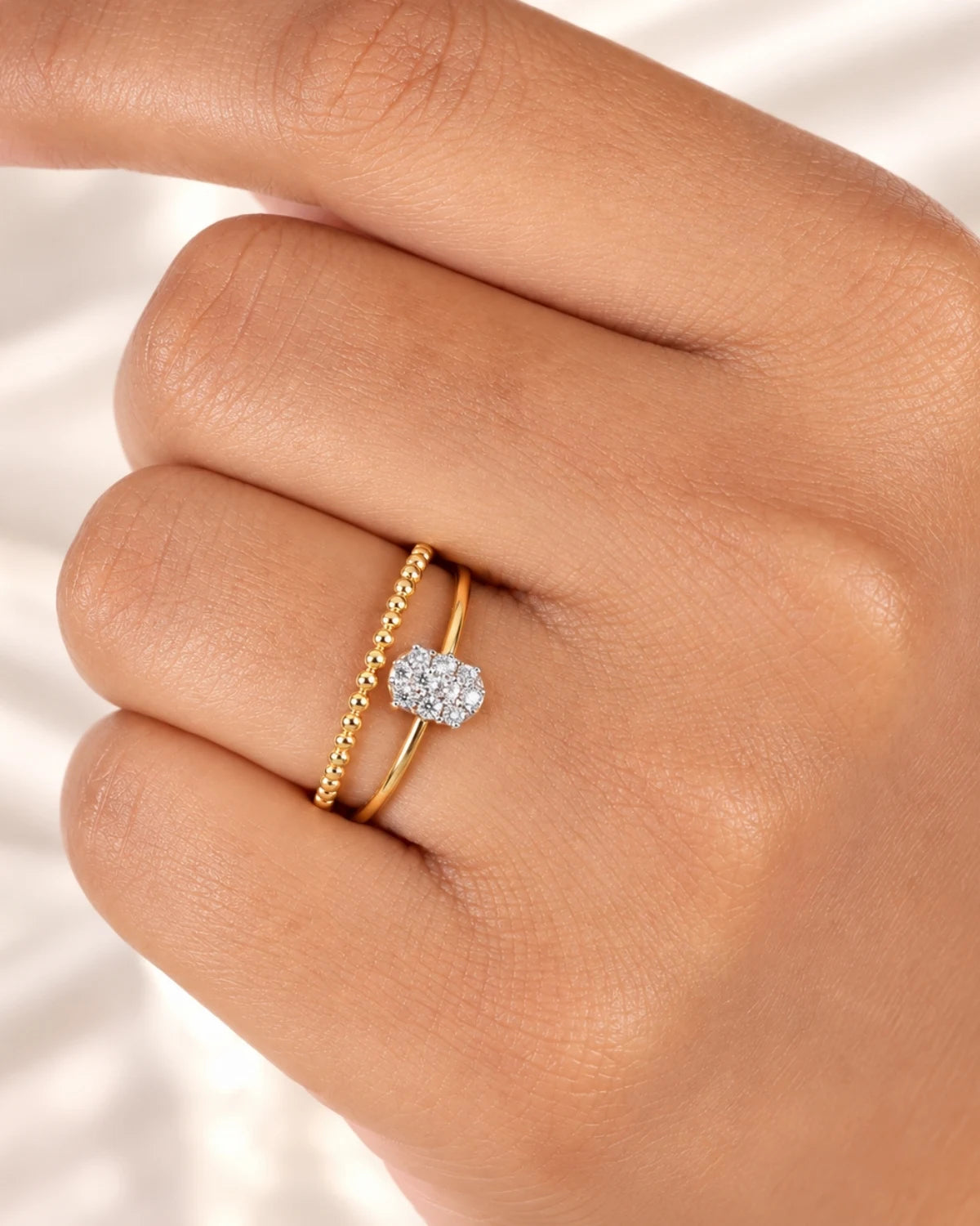 Beaded Dual-Band Ring | Gold Vermeil