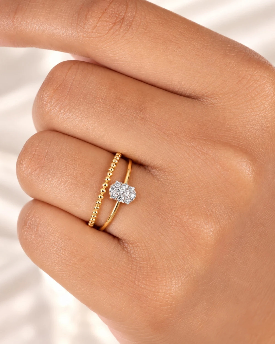 Beaded Dual-Band Ring | Gold Vermeil
