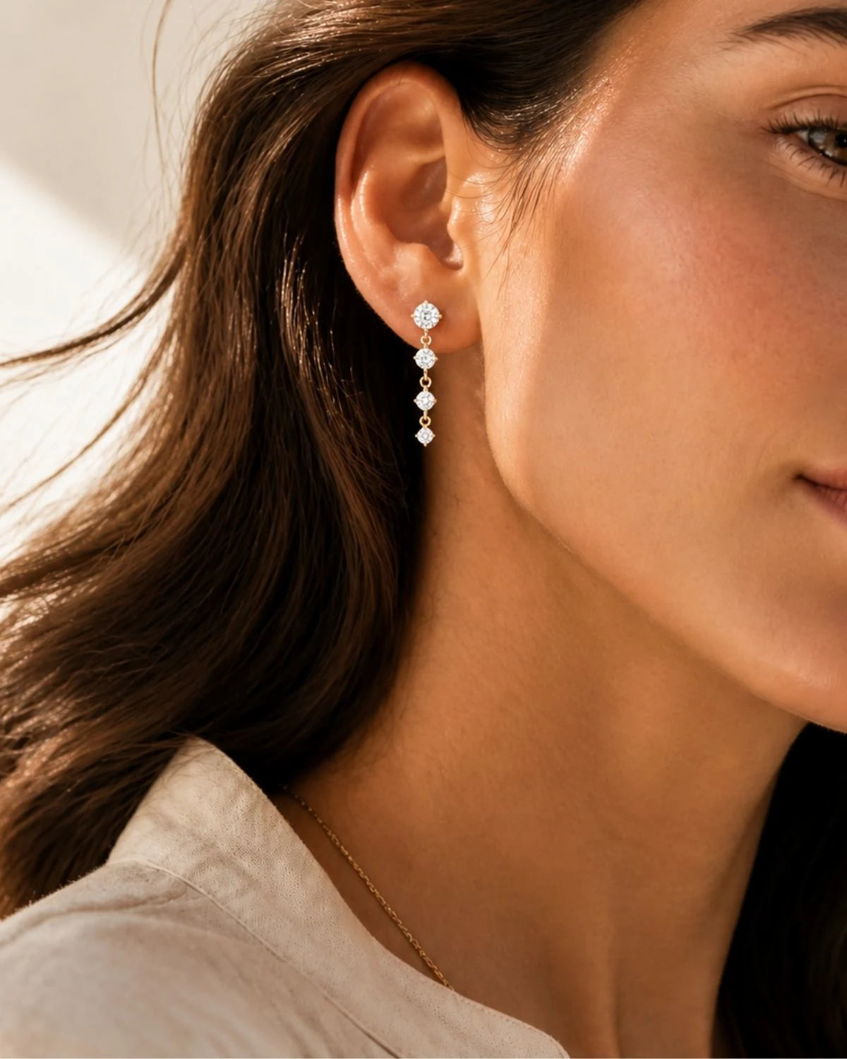 Graduated Diamond Drop Earrings | Gold Vermeil