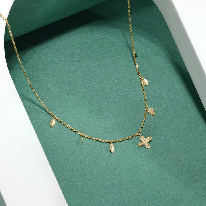 Leaf & Flower Charm Necklace