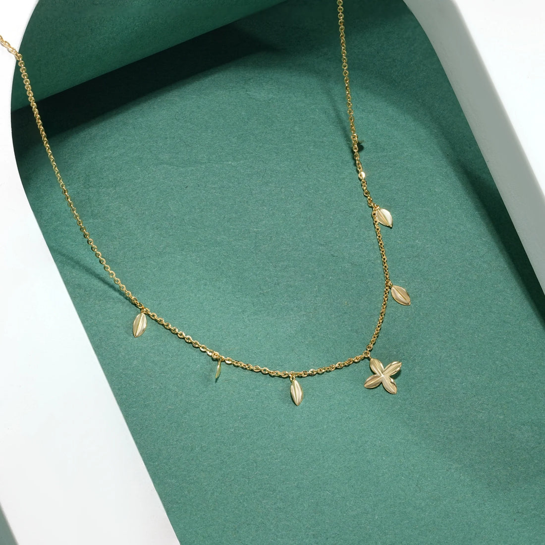 Leaf & Flower Charm Necklace