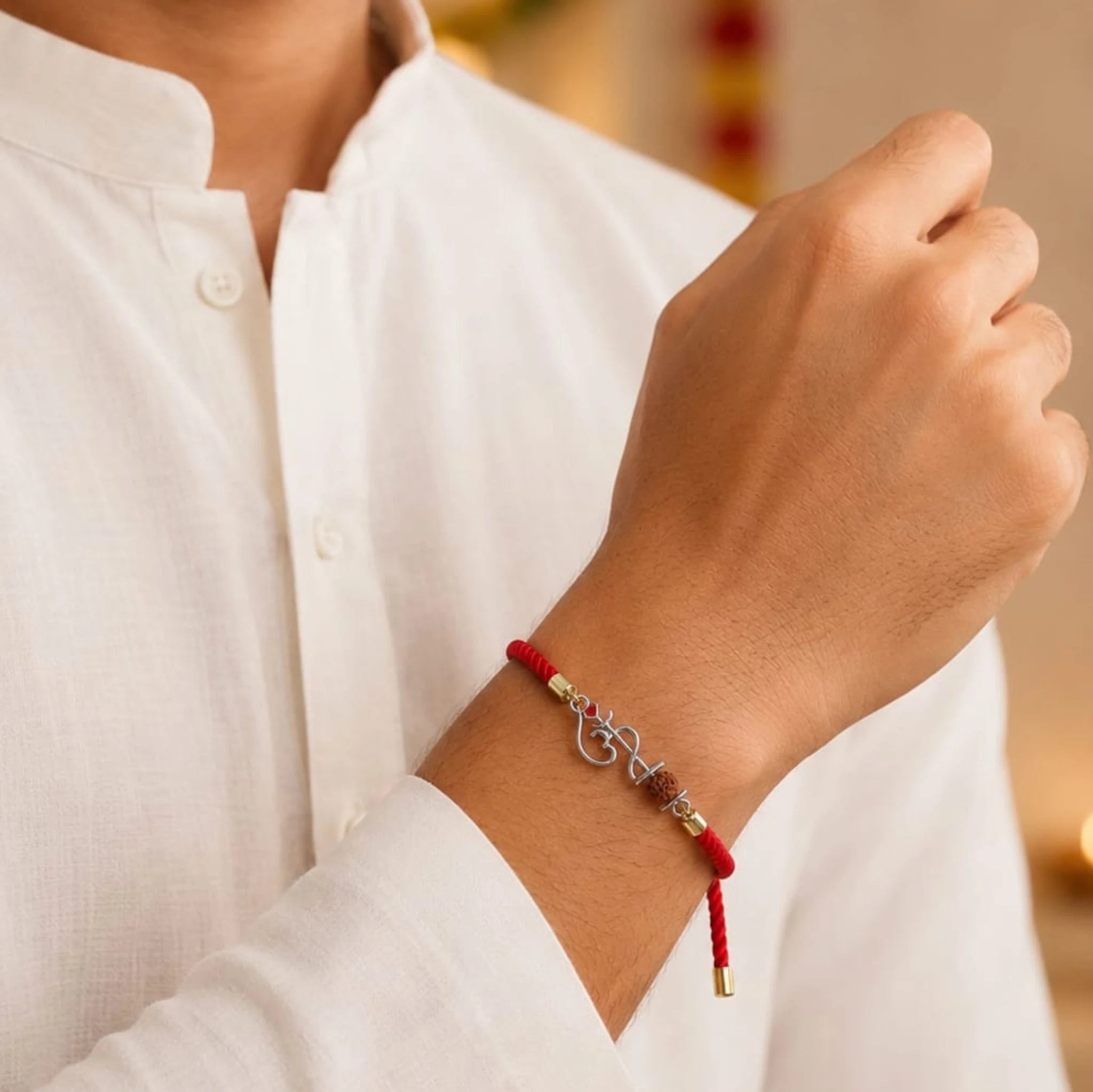 Divine Rudraksha Adjustable Silver Rakhi