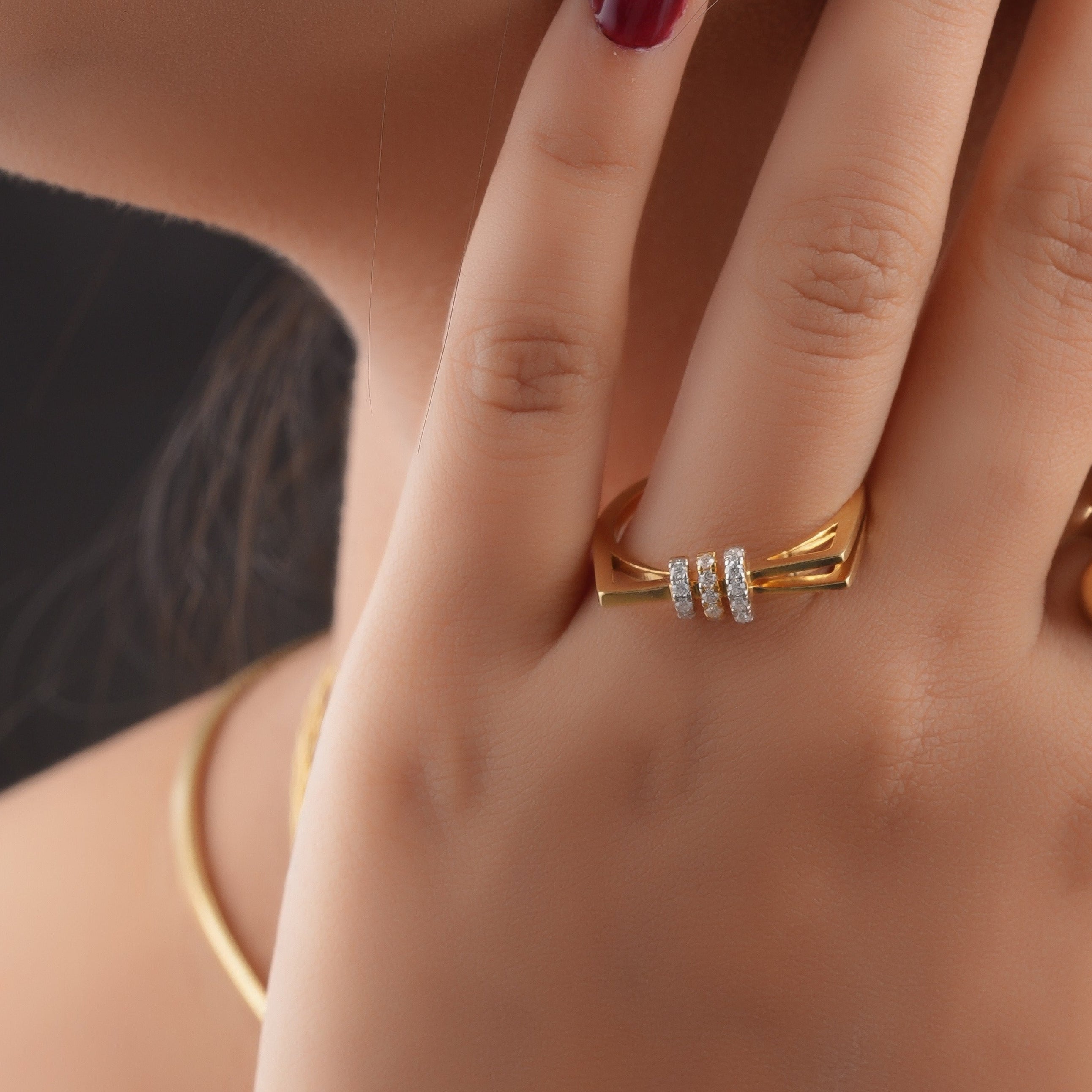 Triple Bar Monzonite Diamond Ring