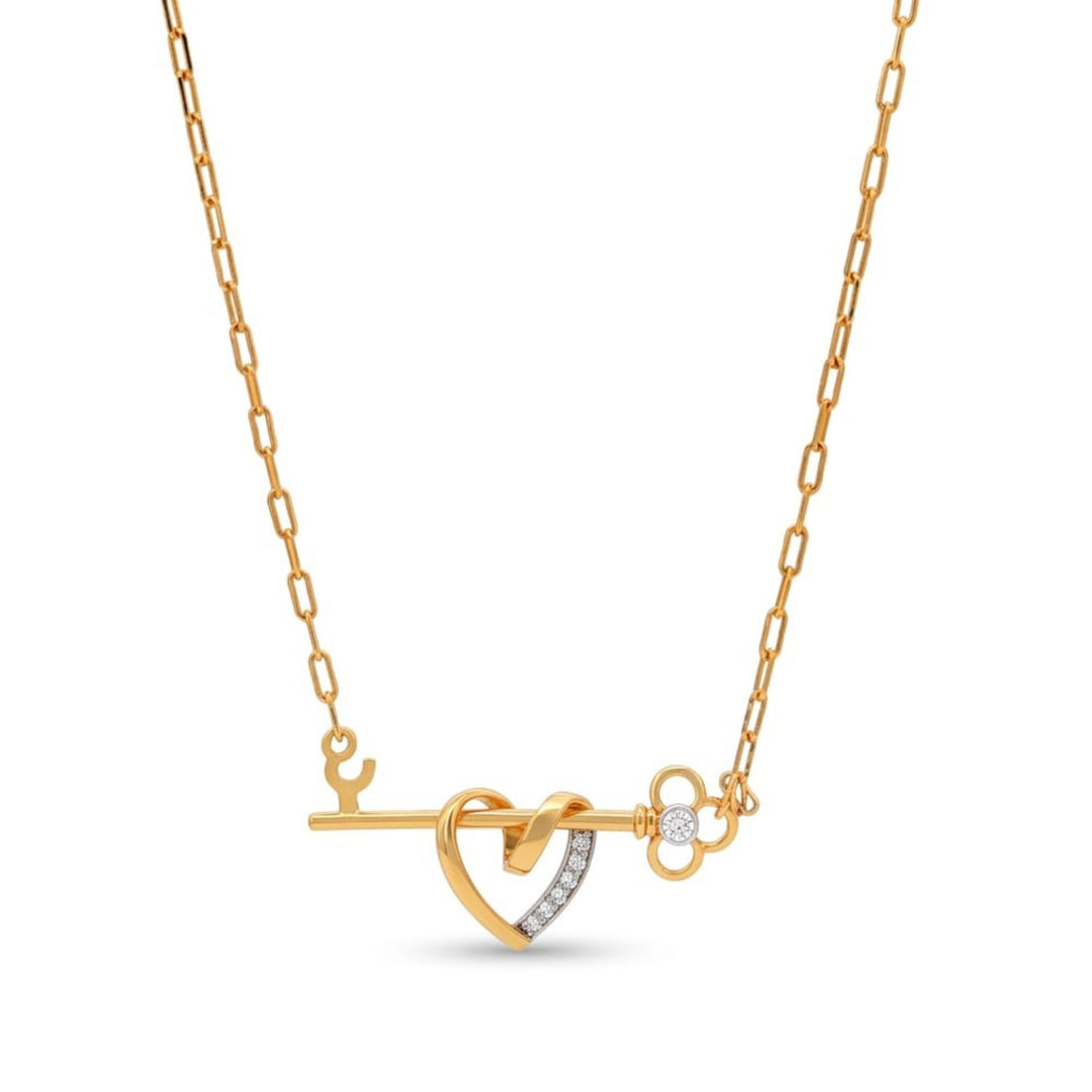 Heart & Key Pendant | Gold Plated