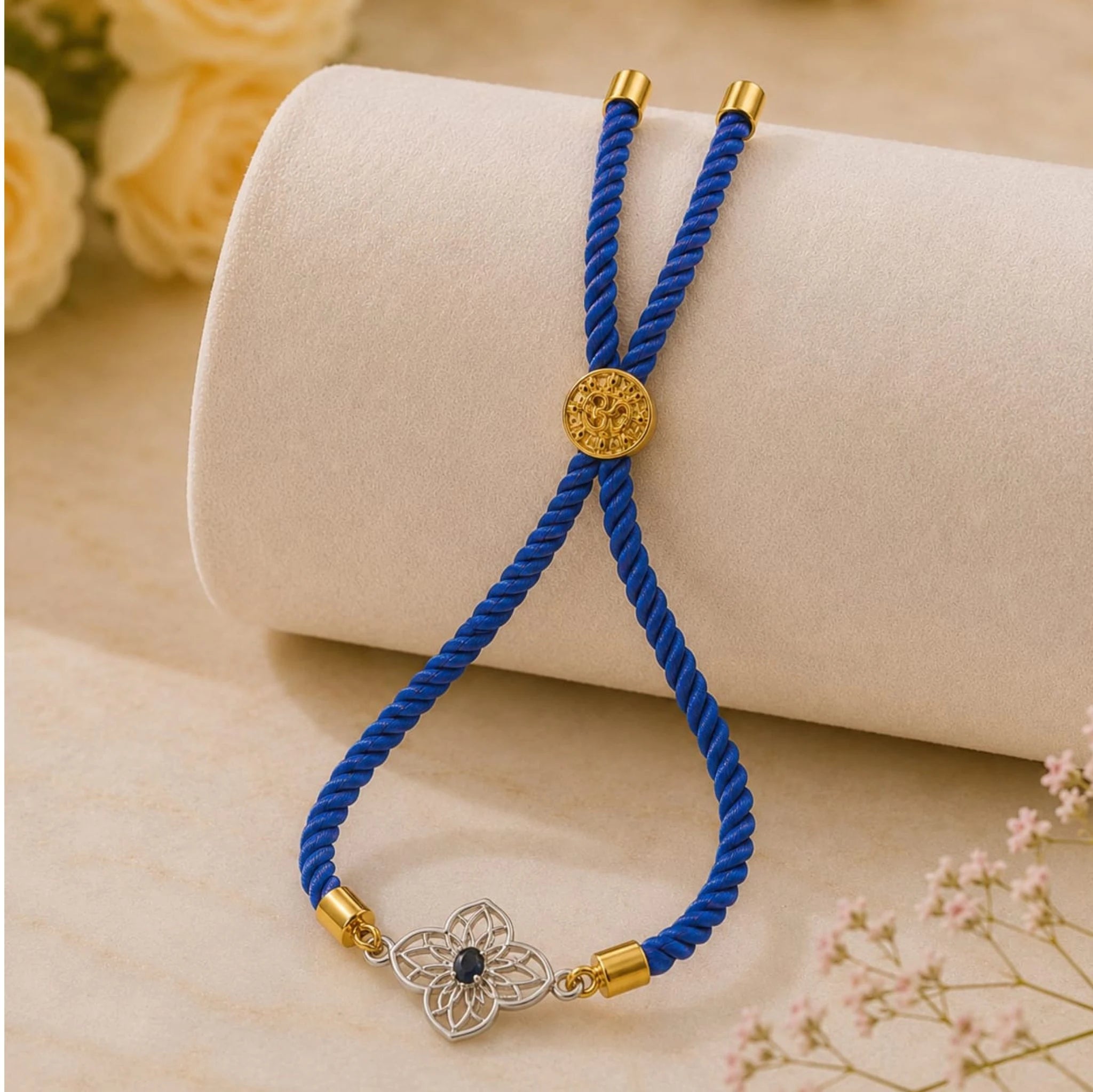Blue Blossom 925 Silver Adjustable Rakhi
