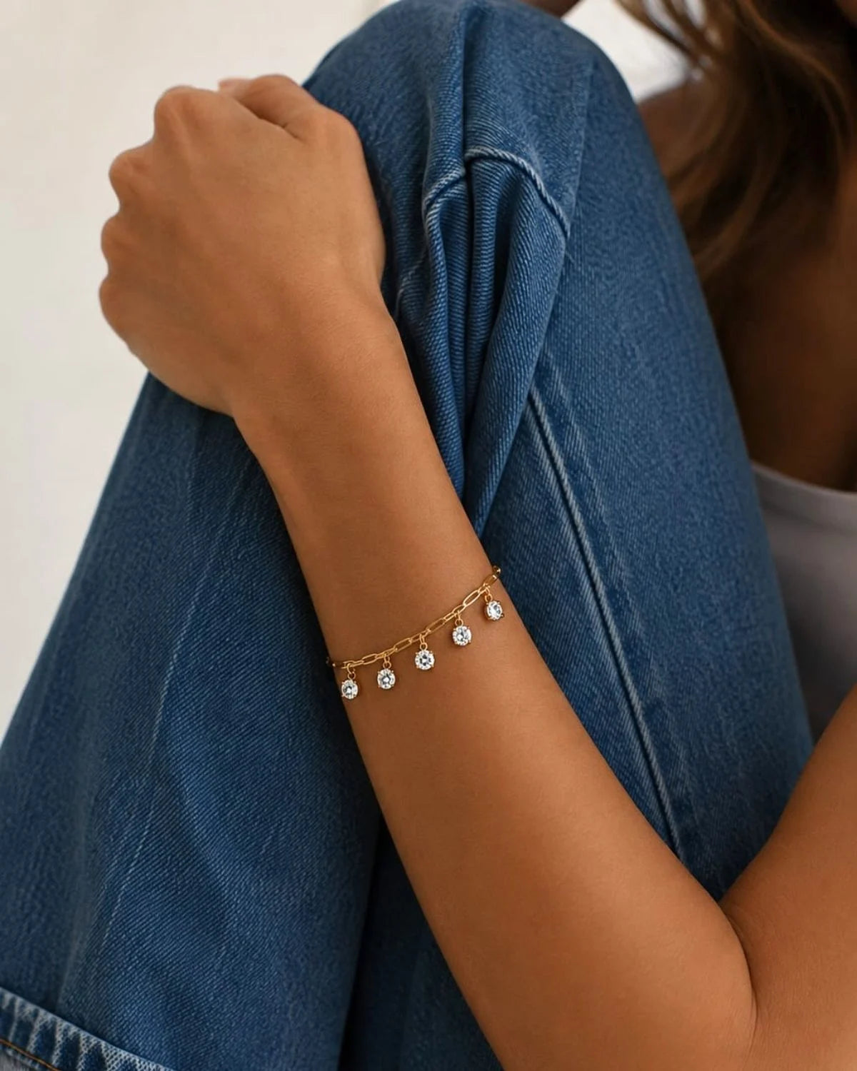 Solitaire Moissanite Drop Bracelet | Gold Vermeil