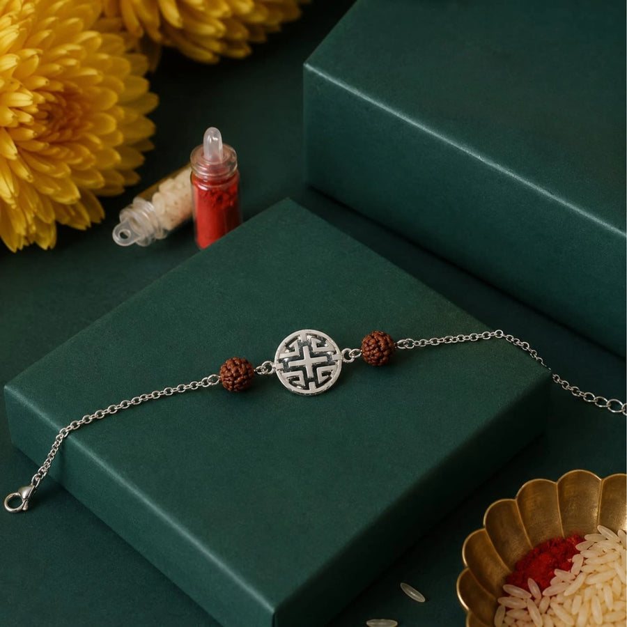 Shubh Kalyan 925 Sterling Silver Rudraksha Rakhi