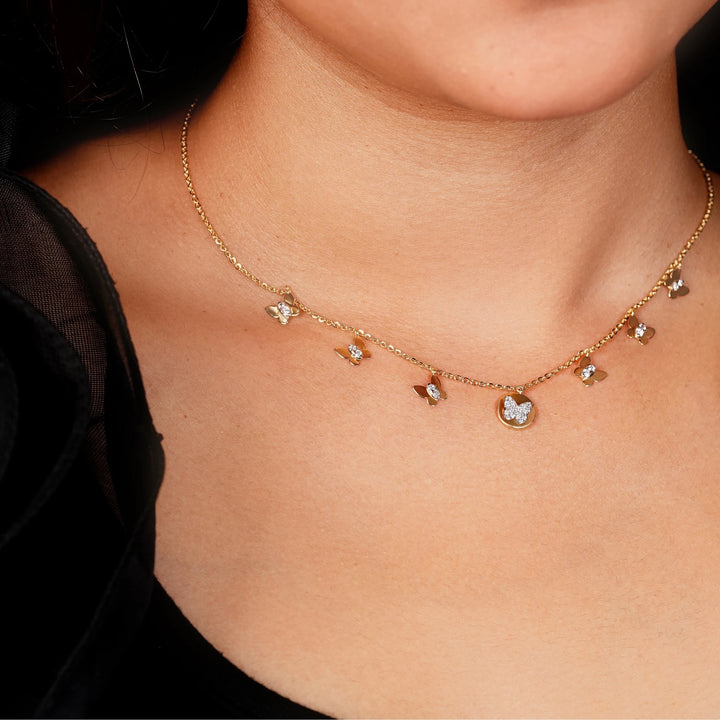 Butterfly Diamond Charm Necklace