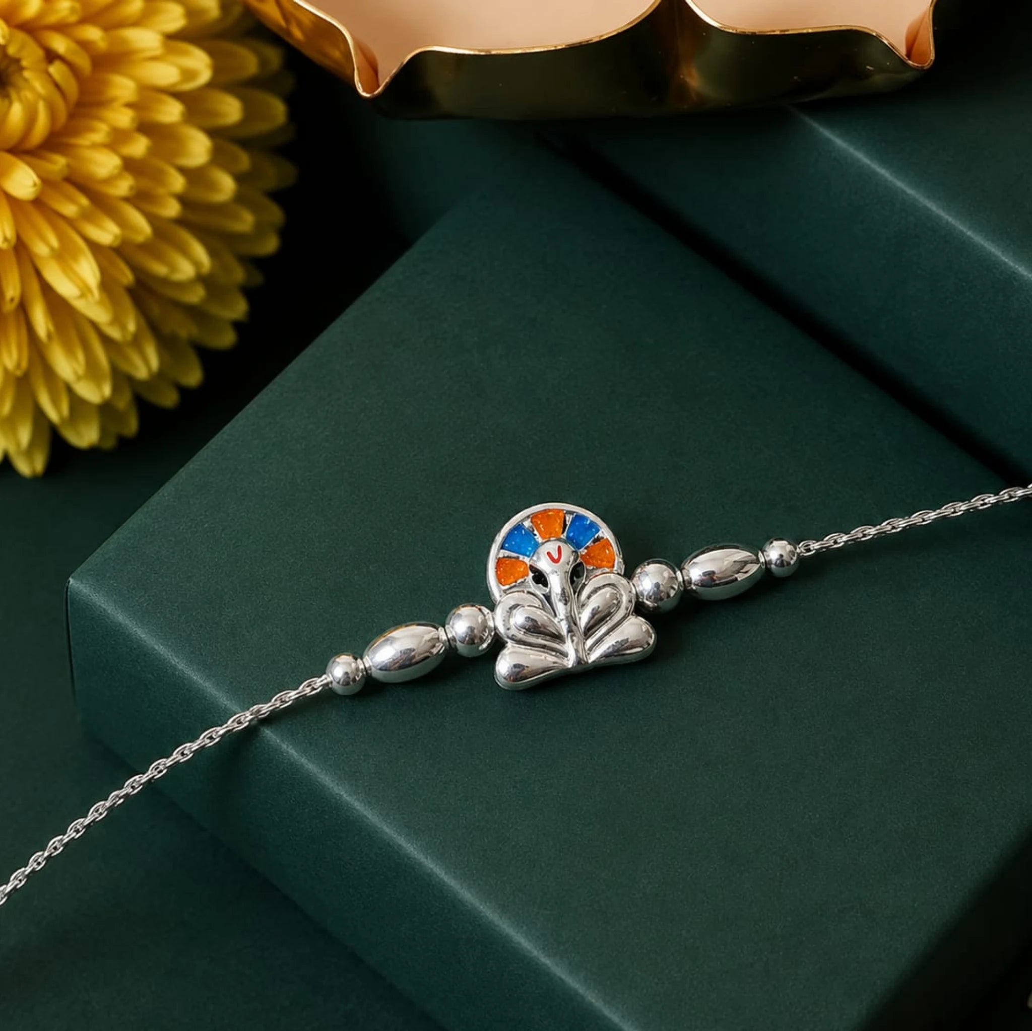 Shree Ganesh Divine 925 Silver Rakhi