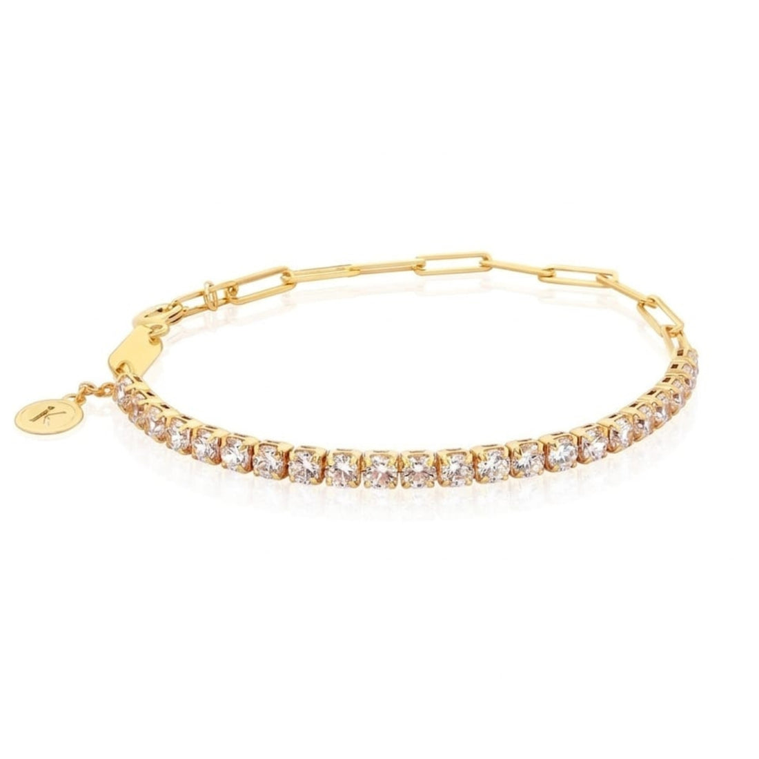 White Tennis Paperclip Bracelet