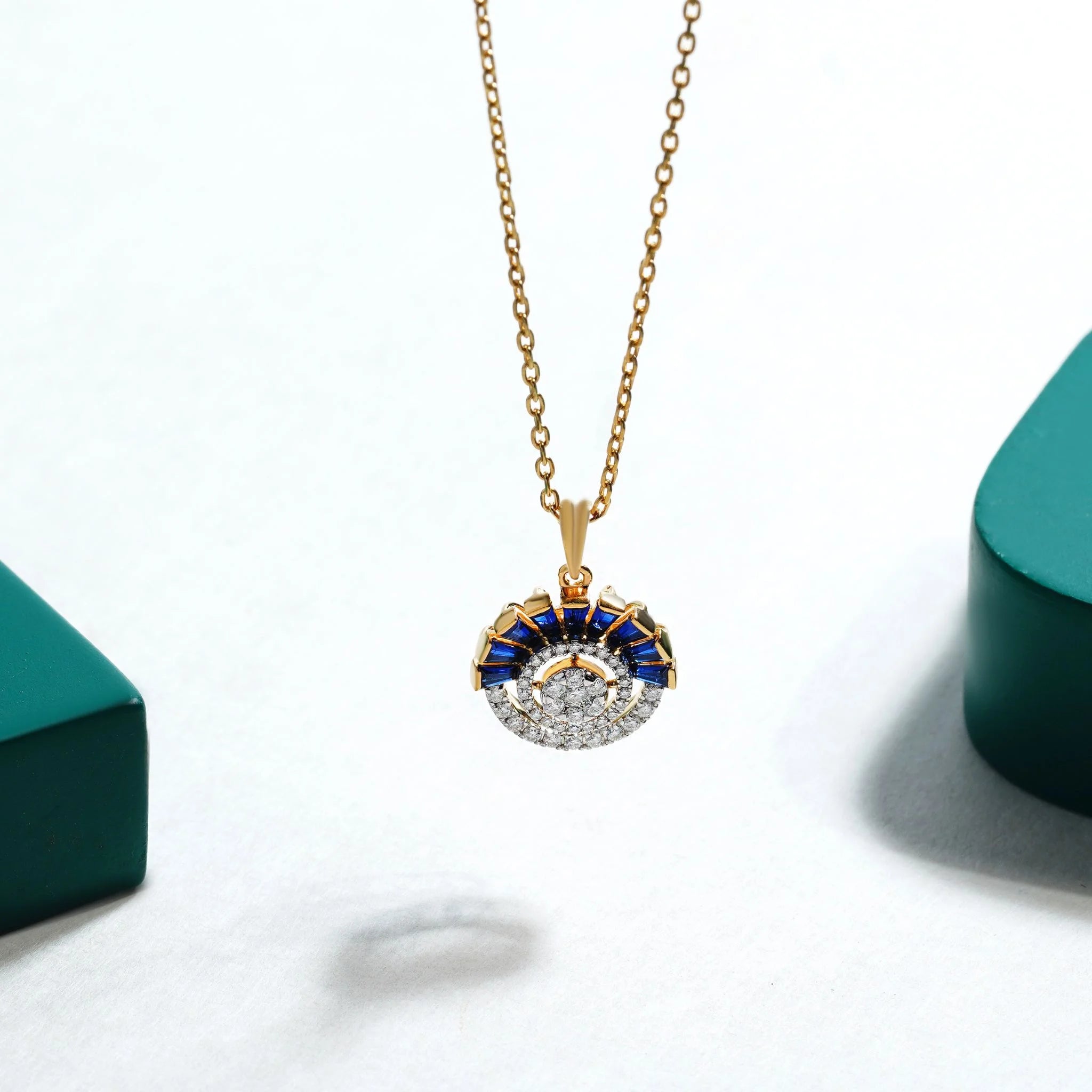 Aura Sapphire Sunburst Pendant