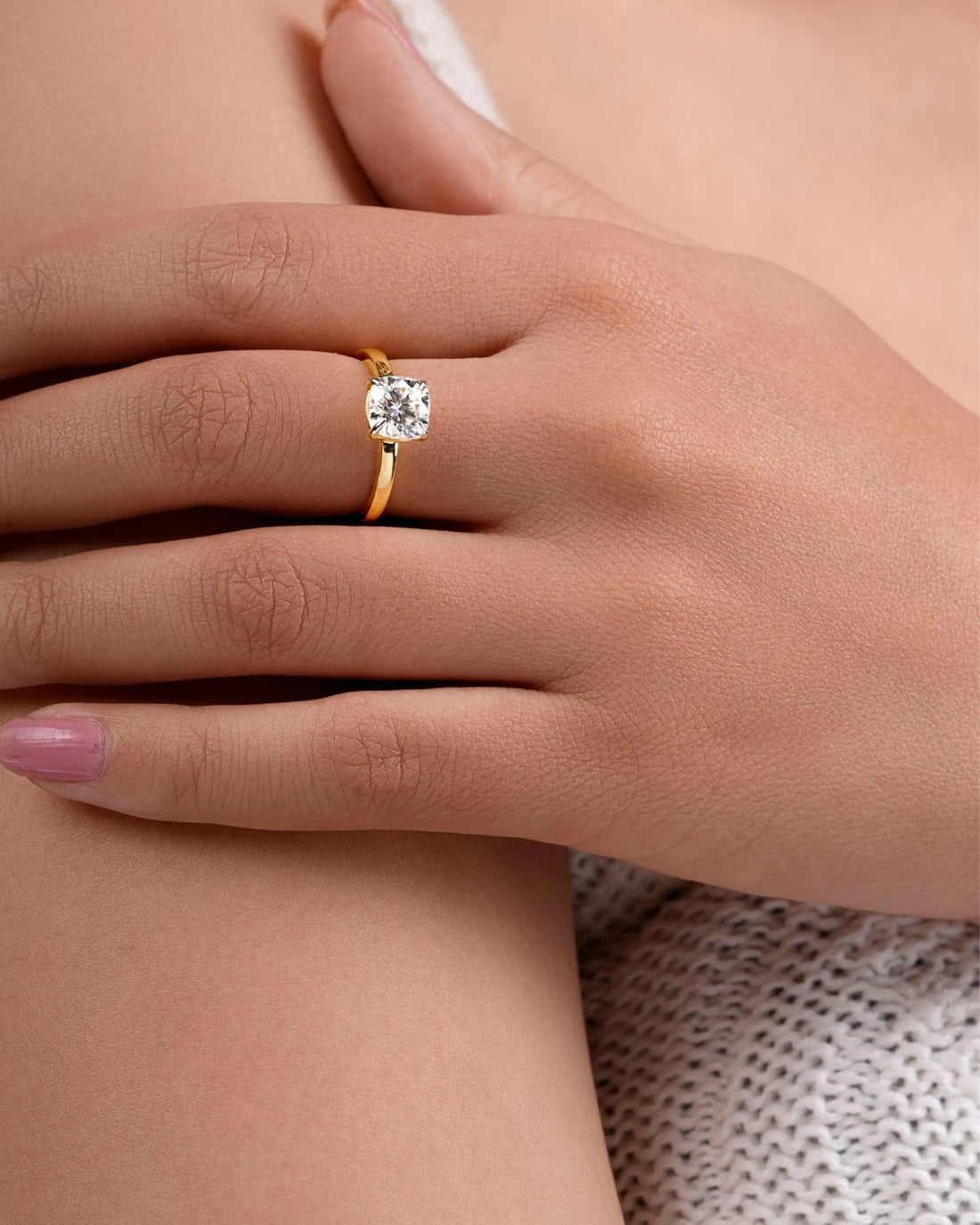 2ct Cushion cut Solitaire ring | Gold Vermeil