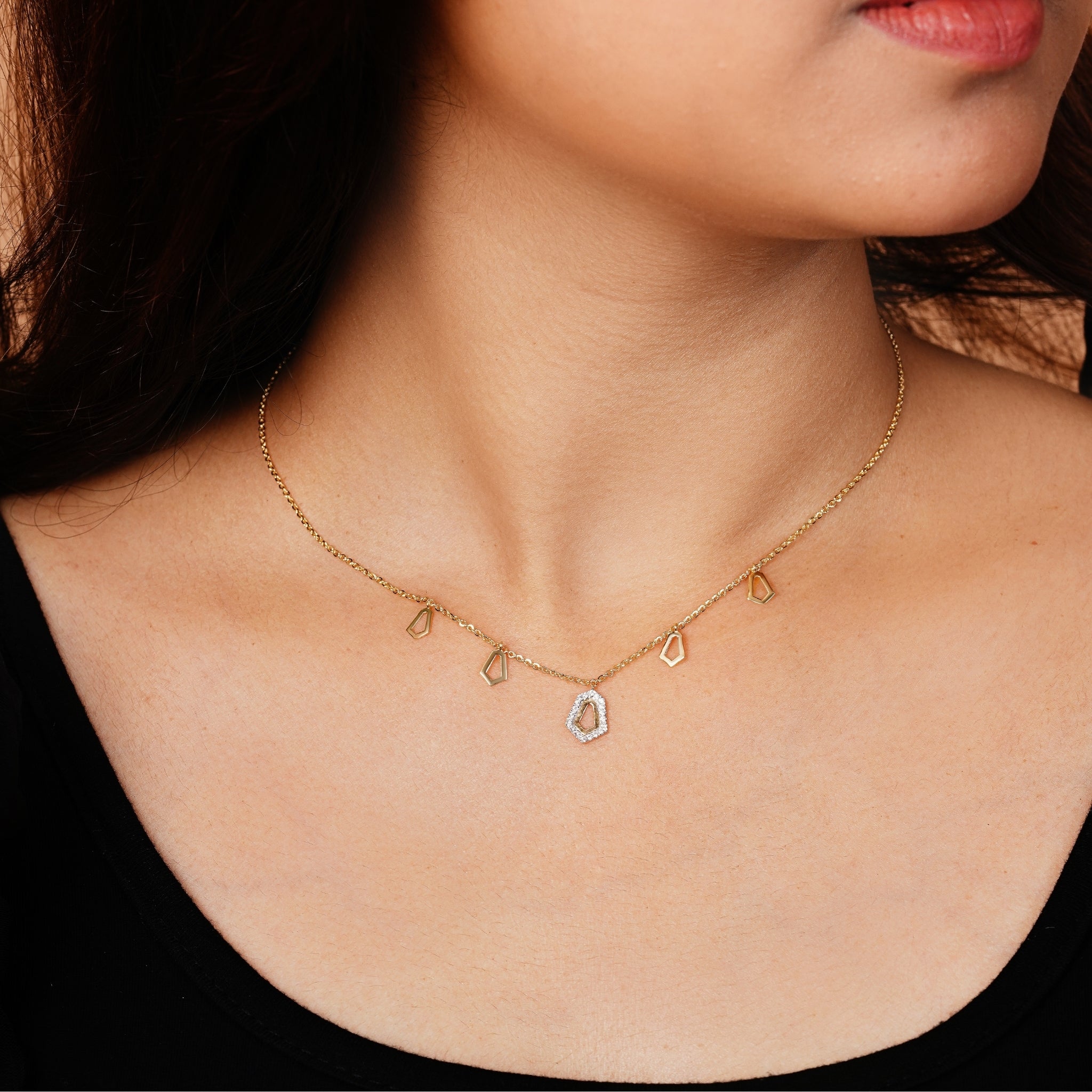Geometric Diamond charm Necklace