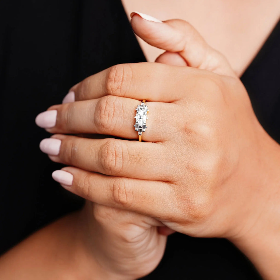 Gold Plated Baguette Diamond Ring