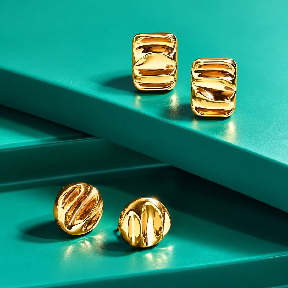 Bold Rectangle Textured Stud Earrings