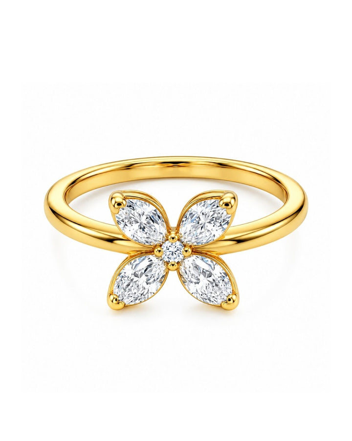 Floral Ring with Moissanite Diamond