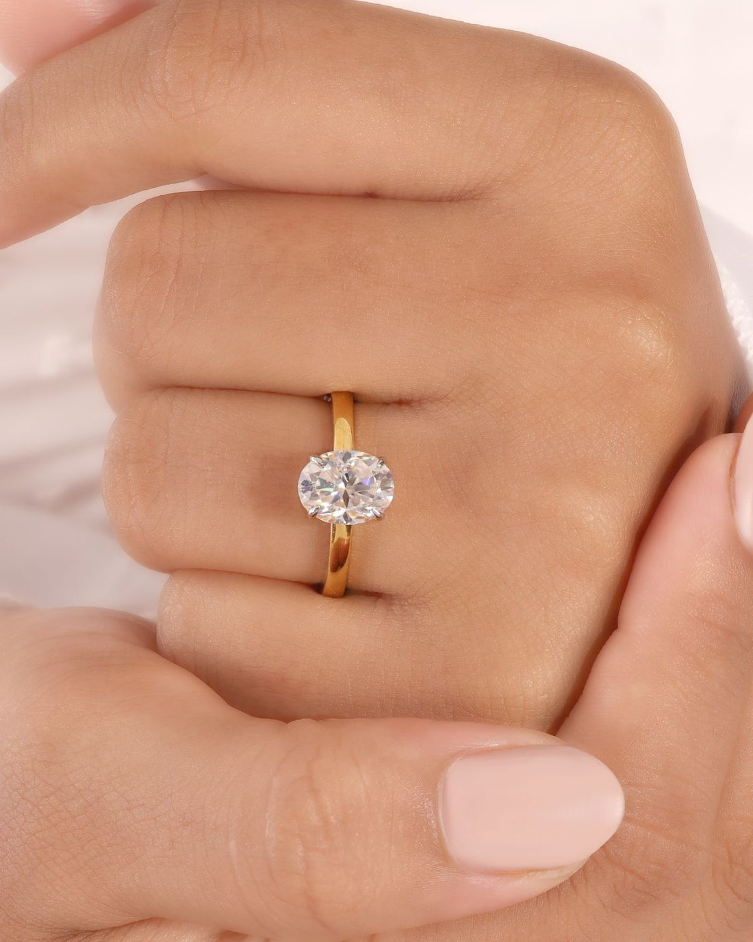 2ct Oval -cut classic solitaire ring | Gold Vermeil