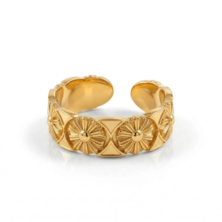 Gold Plated Floral Band Ring
