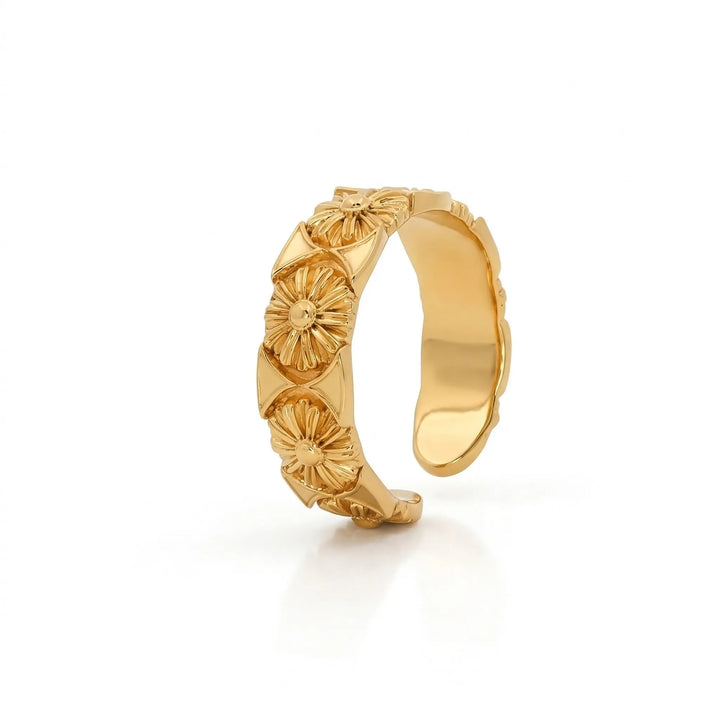 Gold Plated Floral Band Ring