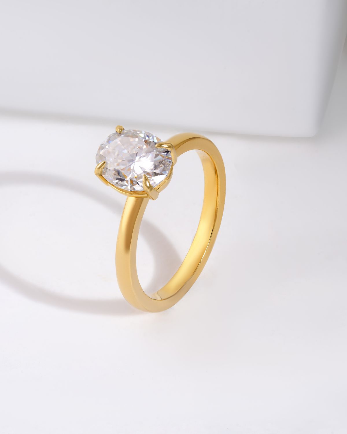2ct Oval -cut classic solitaire ring | Gold Vermeil