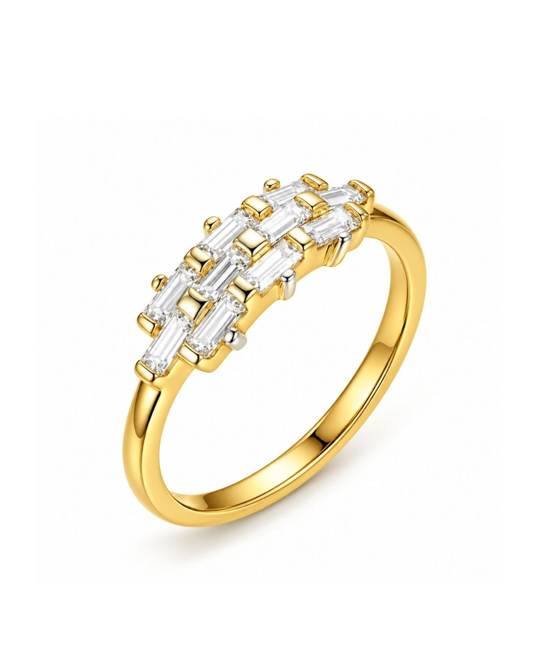 Gold Plated Baguette Diamond Ring