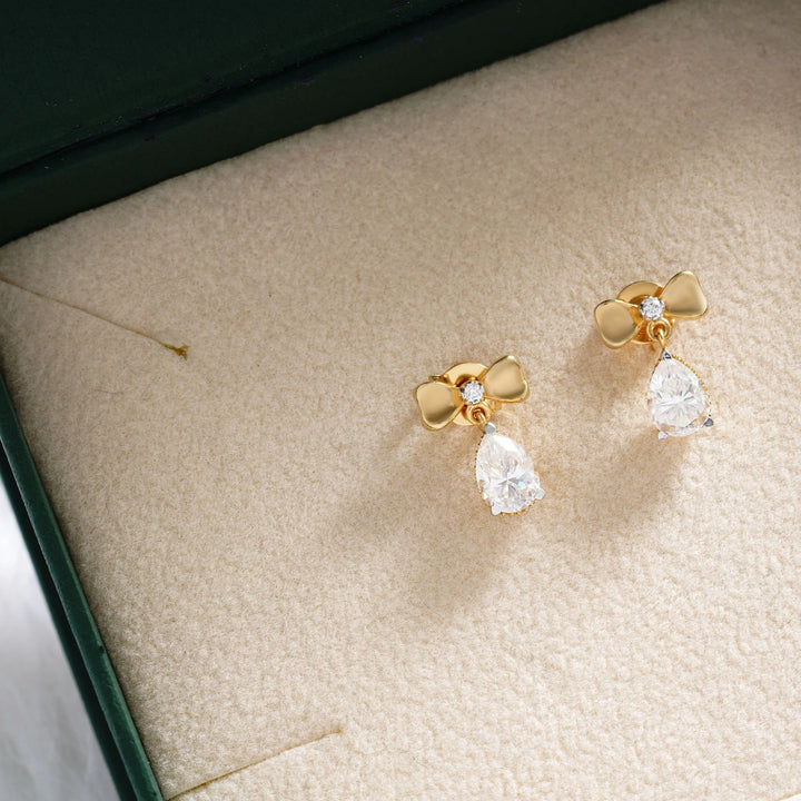 Bow Drop Earrings | Gold Plated