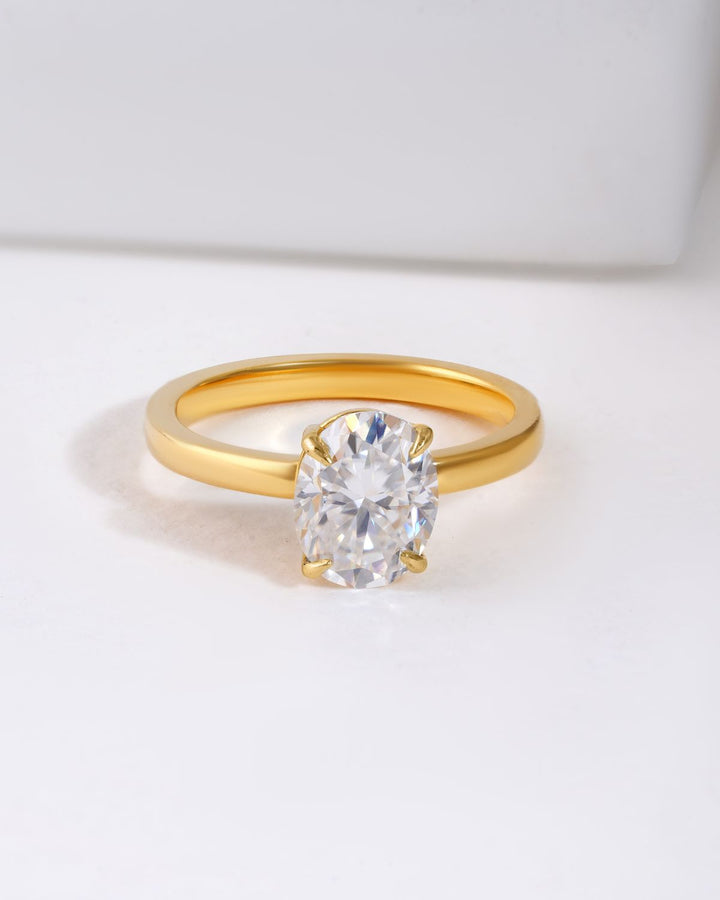 2ct Oval -cut classic solitaire ring | Gold Vermeil
