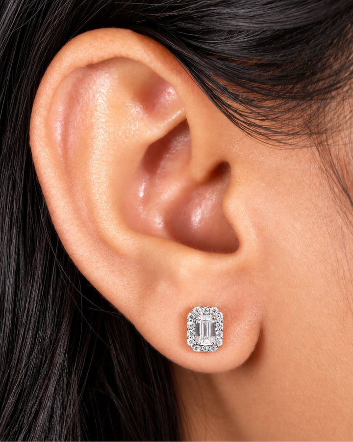 Emerald Halo Studs | Gold Vermeil