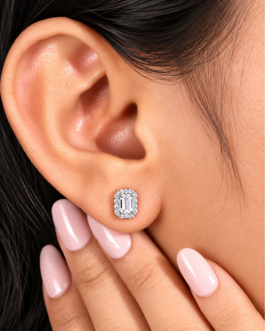 Emerald Halo Studs | Gold Vermeil