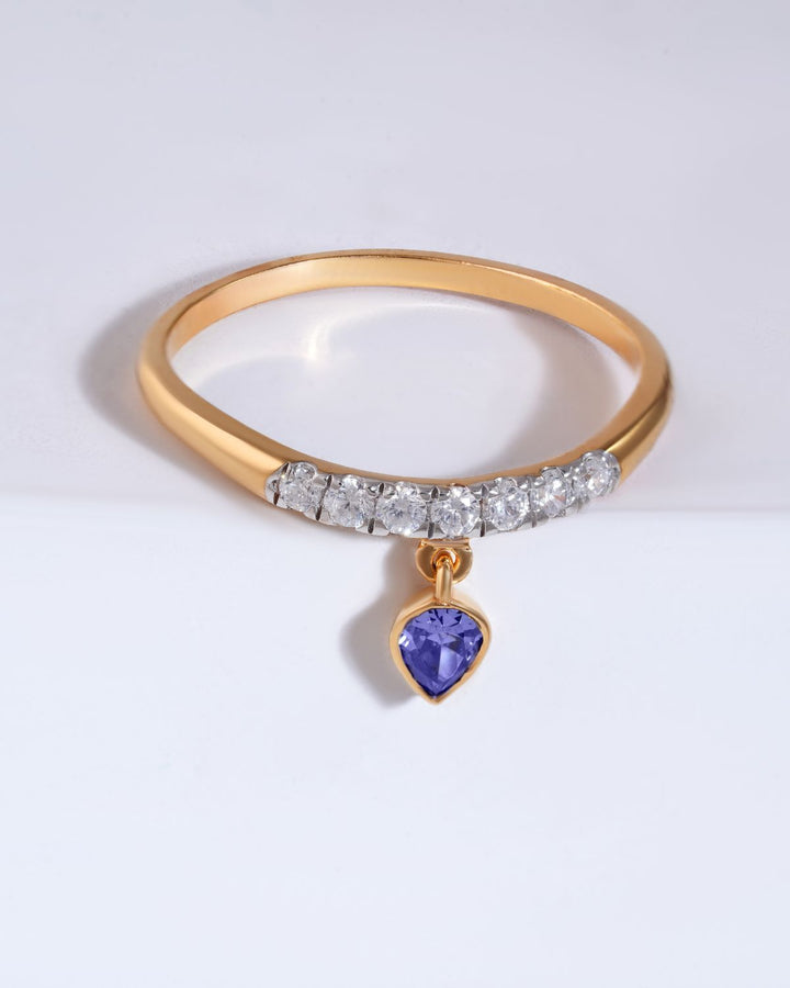 Pear cut pave charm ring | Gold Vermeil