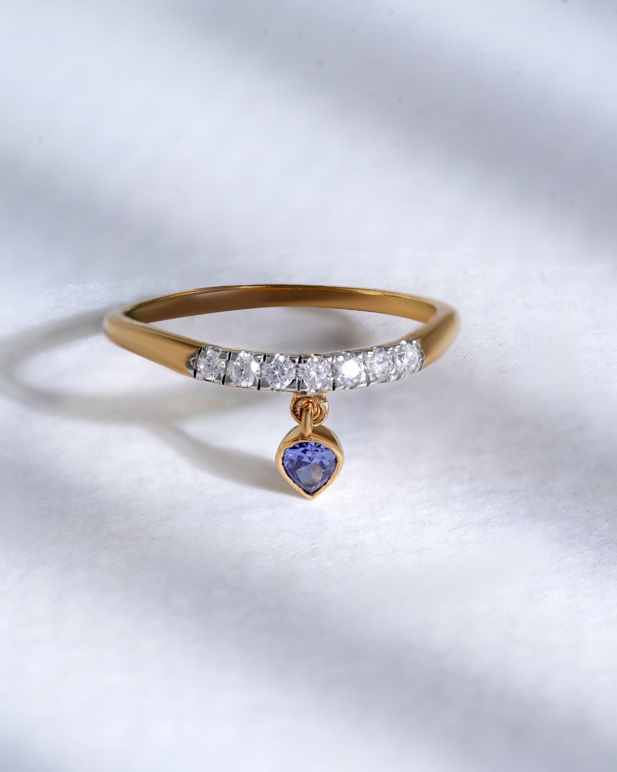 Pear cut pave charm ring | Gold Vermeil