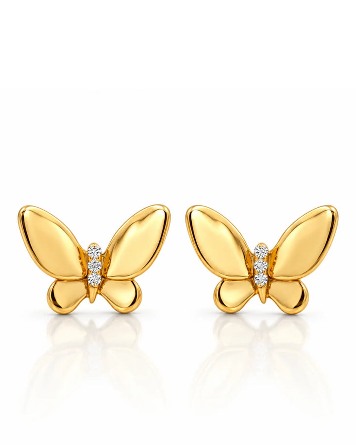 Butterfly Stud Earrings | Gold Plated