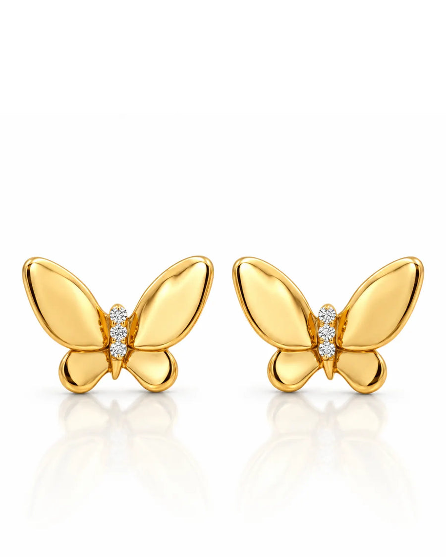 Butterfly Stud Earrings | Gold Plated