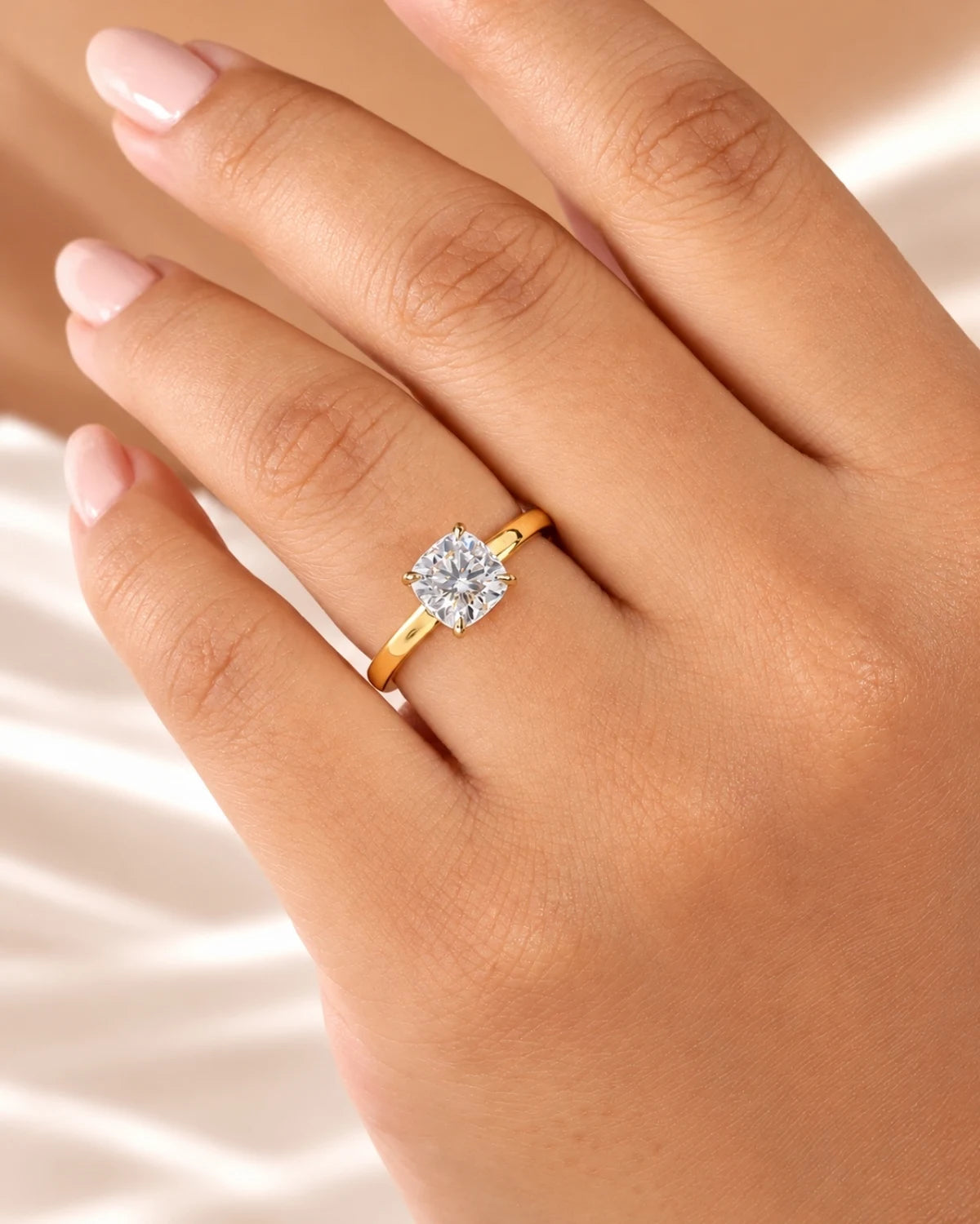 2ct Cushion cut Solitaire ring | Gold Vermeil