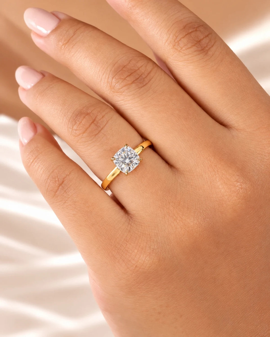 2ct Cushion cut Solitaire ring | Gold Vermeil