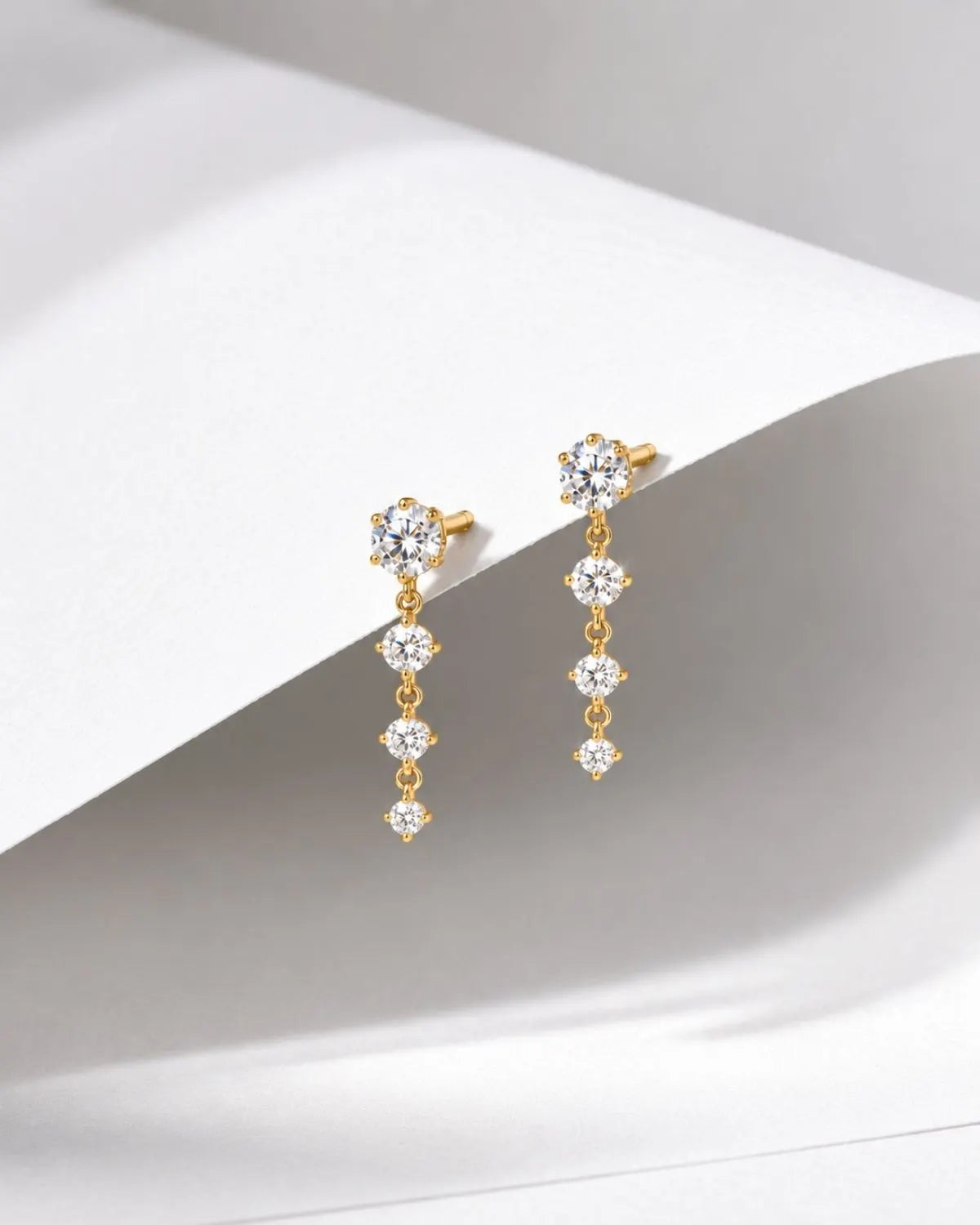 Graduated Diamond Drop Earrings | Gold Vermeil