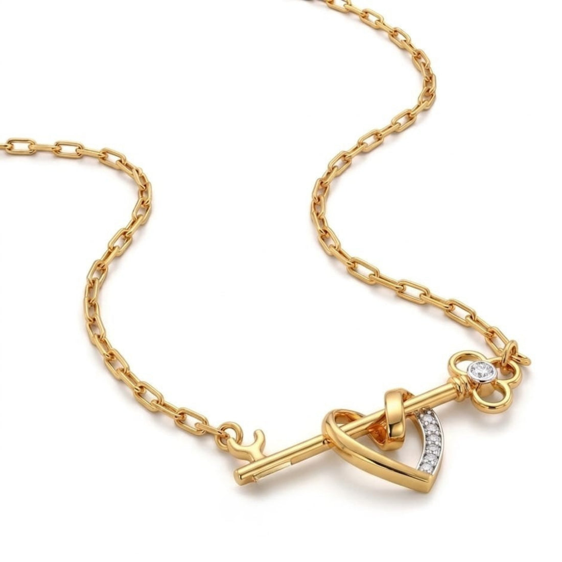 Heart & Key Pendant | Gold Plated
