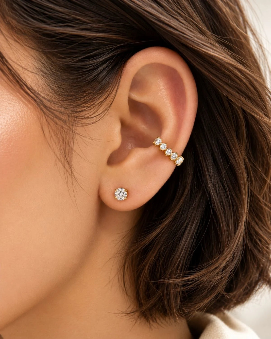 Ovia Moissanite Ear Cuff | Gold Vermeil