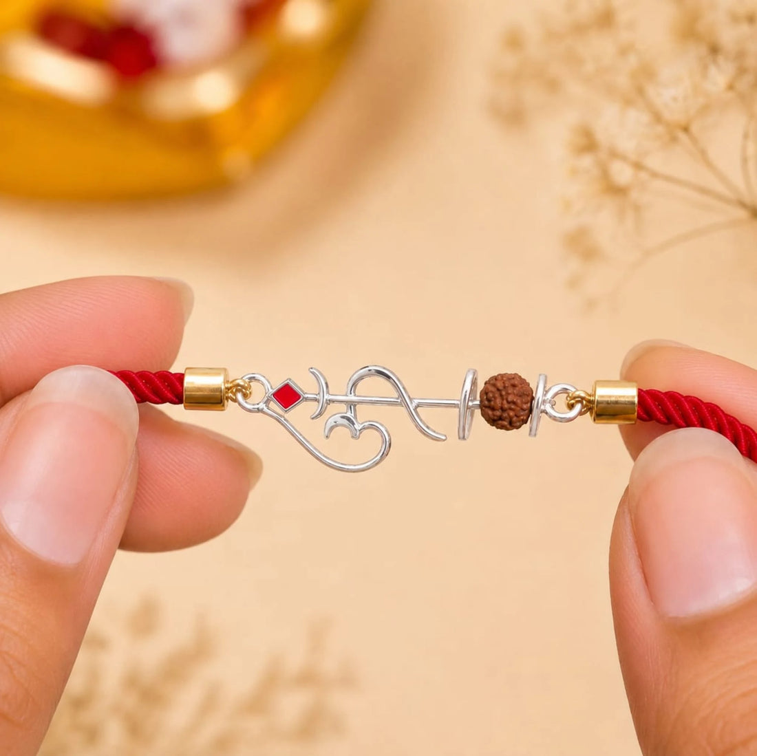 Divine Rudraksha Adjustable Silver Rakhi