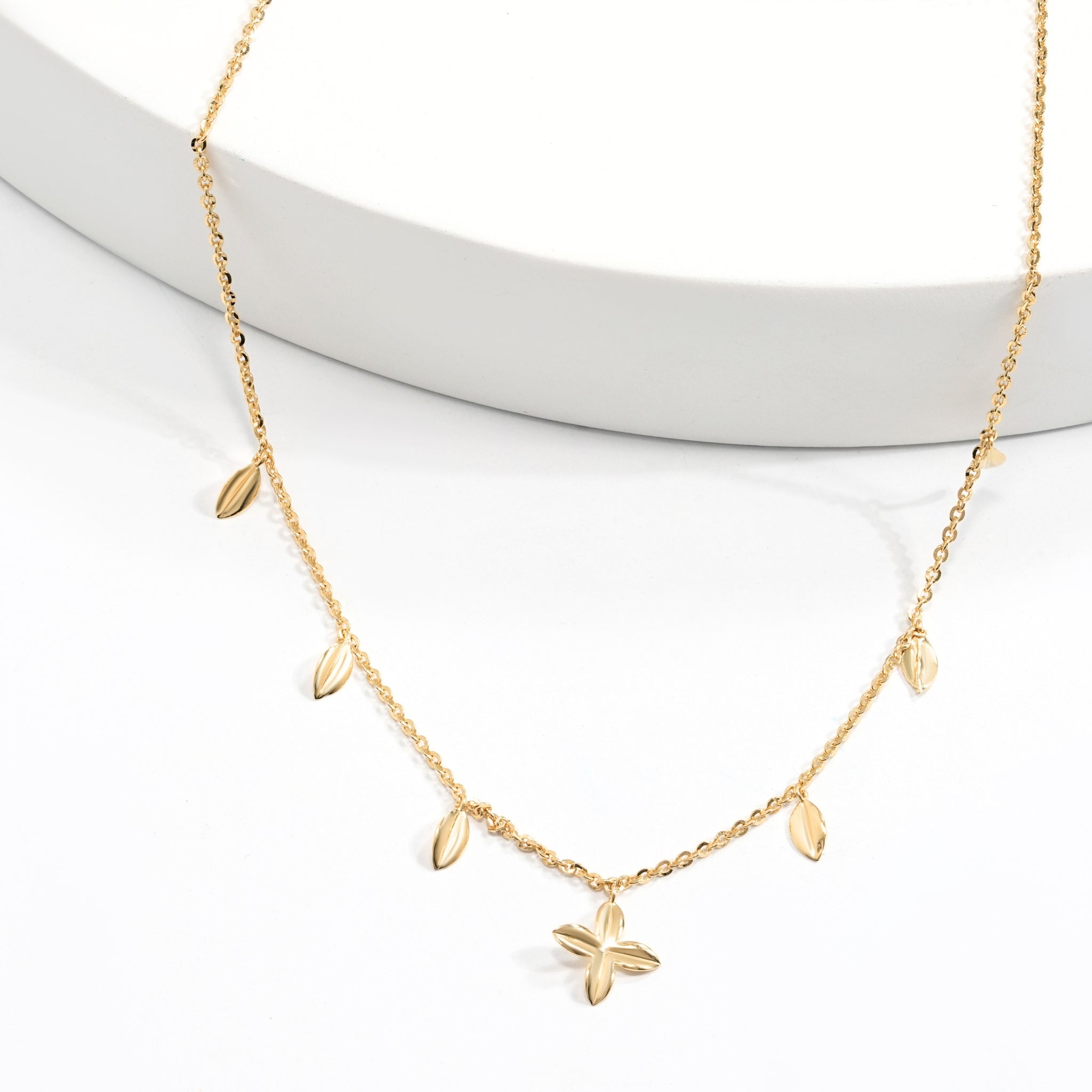 Leaf & Flower Charm Necklace