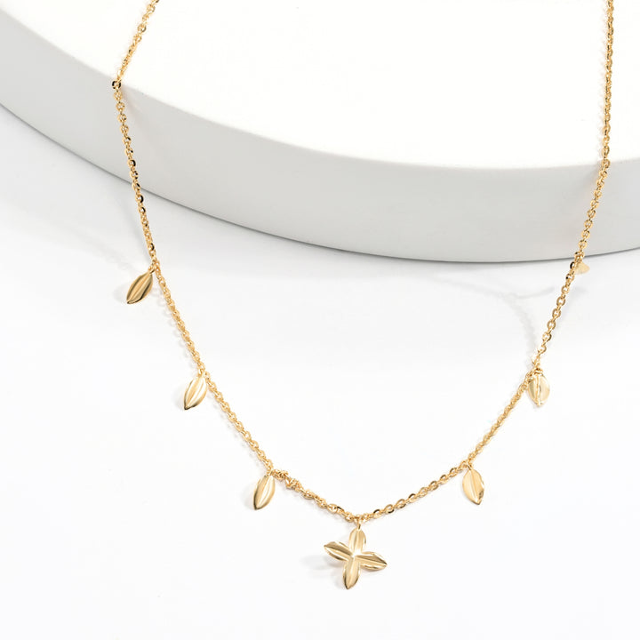 Leaf & Flower Charm Necklace