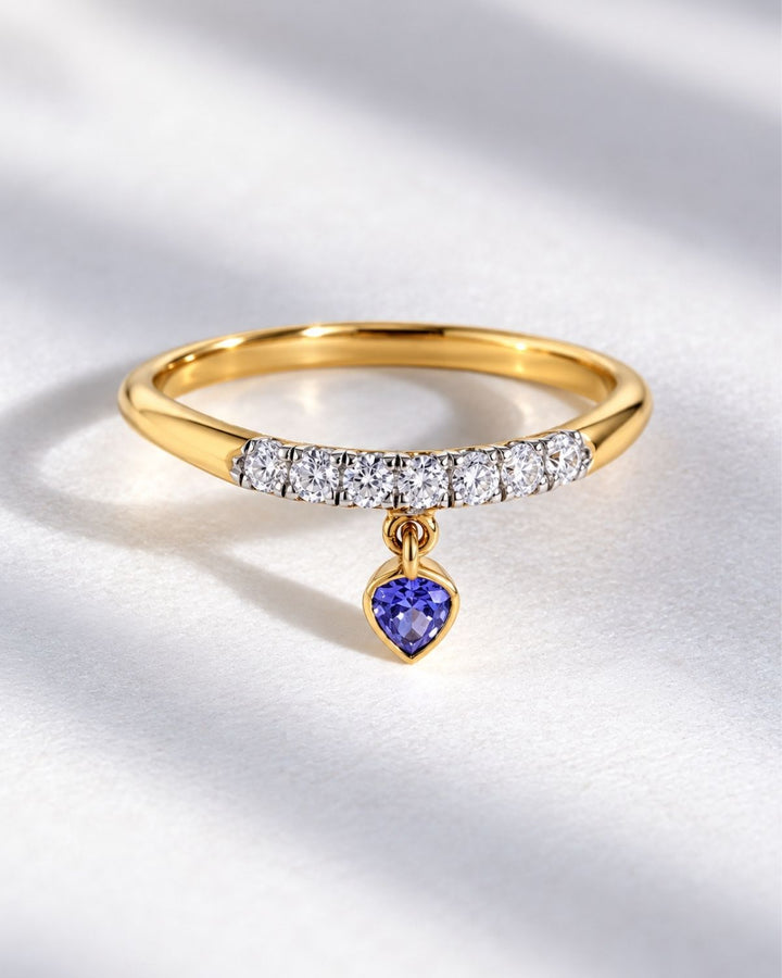 Pear cut pave charm ring | Gold Vermeil