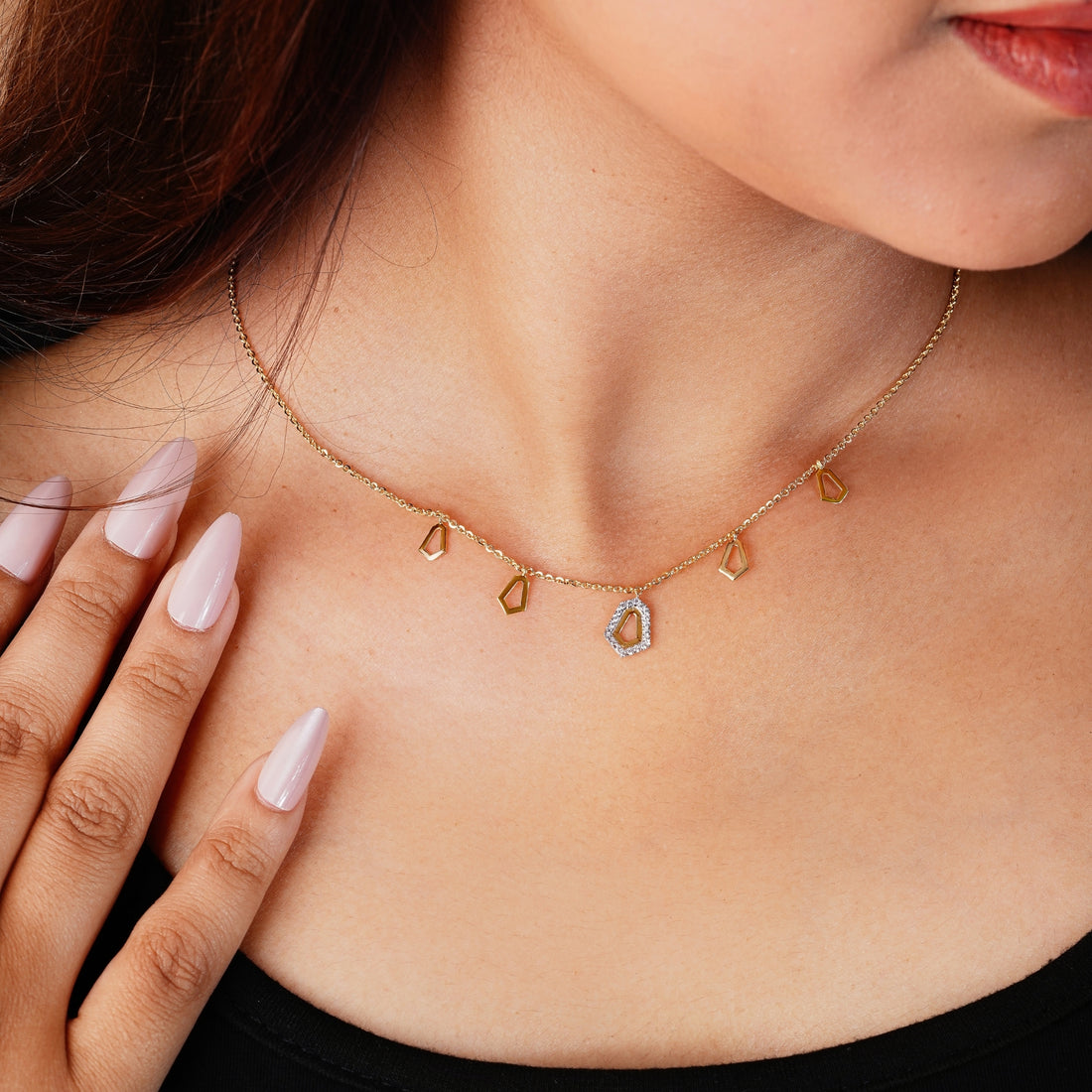 Geometric Diamond charm Necklace