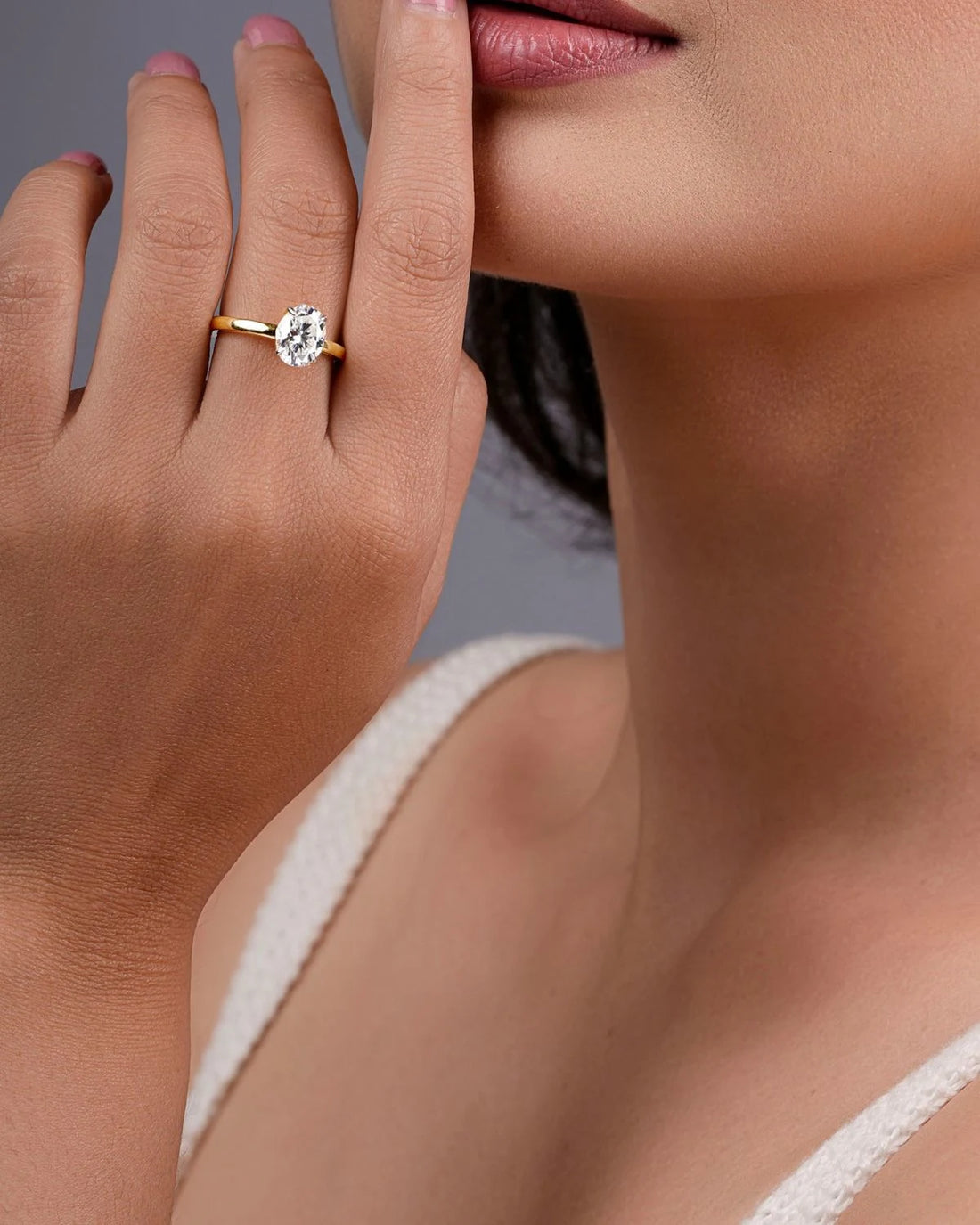 2ct Oval cut Solitaire ring | Gold Vermeil